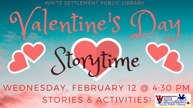 Valentine's Day Storytime, Feb 12 at 4:30 pm