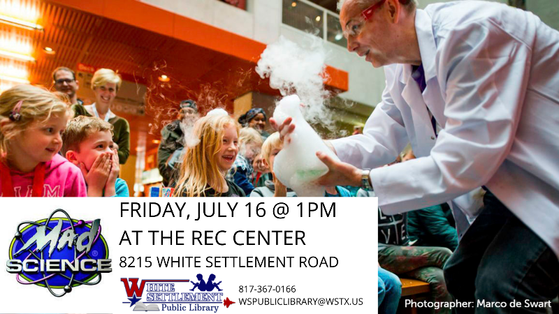mad science july 18 at 1 pm rec center