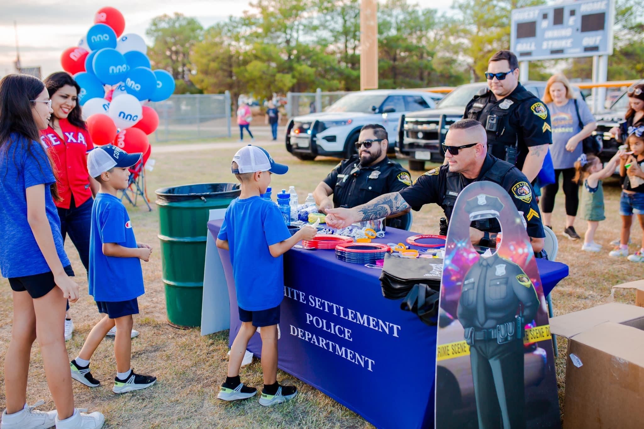 National Night Out Photo of Officers with Children