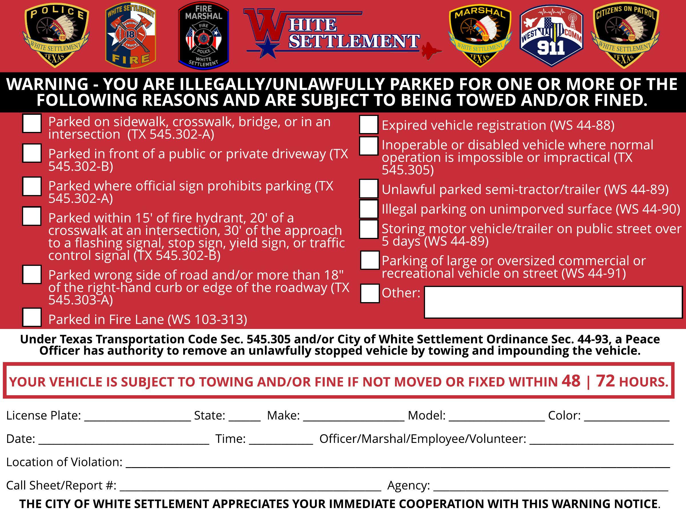 WSPD Parking Sticker