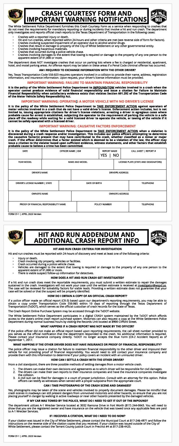 Crash Courtesy Form Graphic